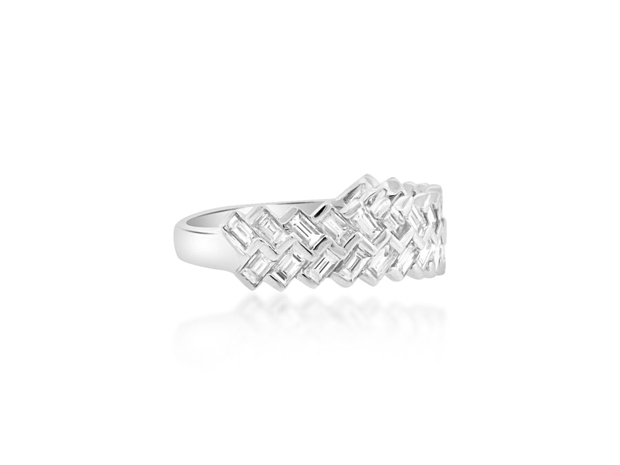 Double Row Baguette White Gold Ring