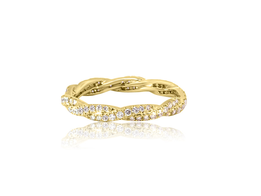 Gold Pave Diamond Twist Ring