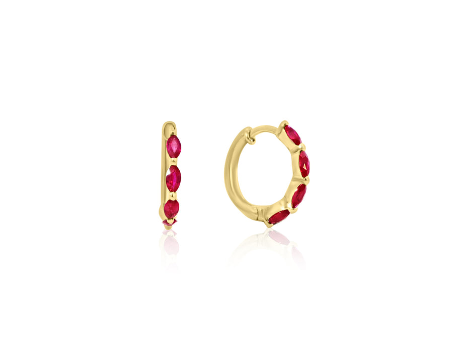 Ruby Marquise Yellow Gold Earrings