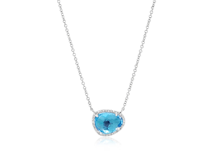 Asymmetrical Blue Topaz and Diamond Necklace