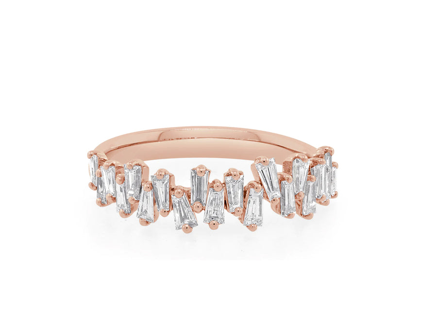 Rose Gold Freeform Baguette Diamond Ring