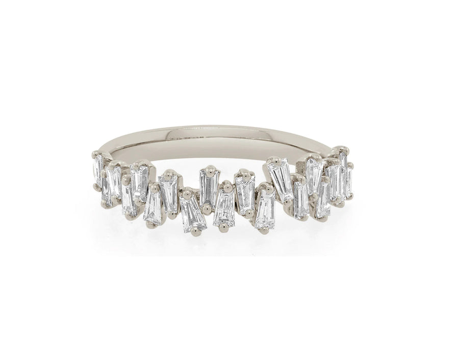 White Gold Freeform Baguette Diamond Ring