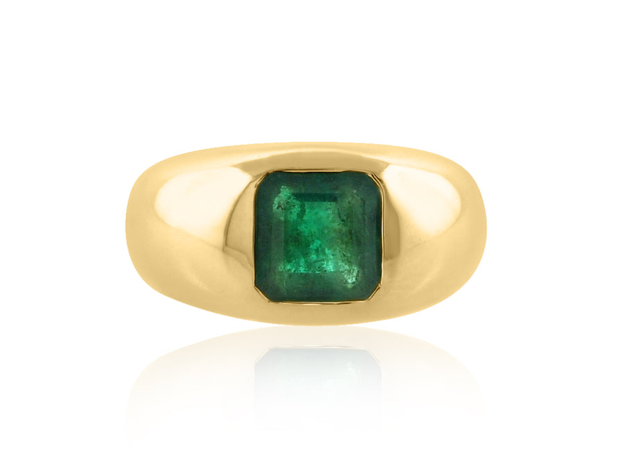 Green Emerald Signet Ring
