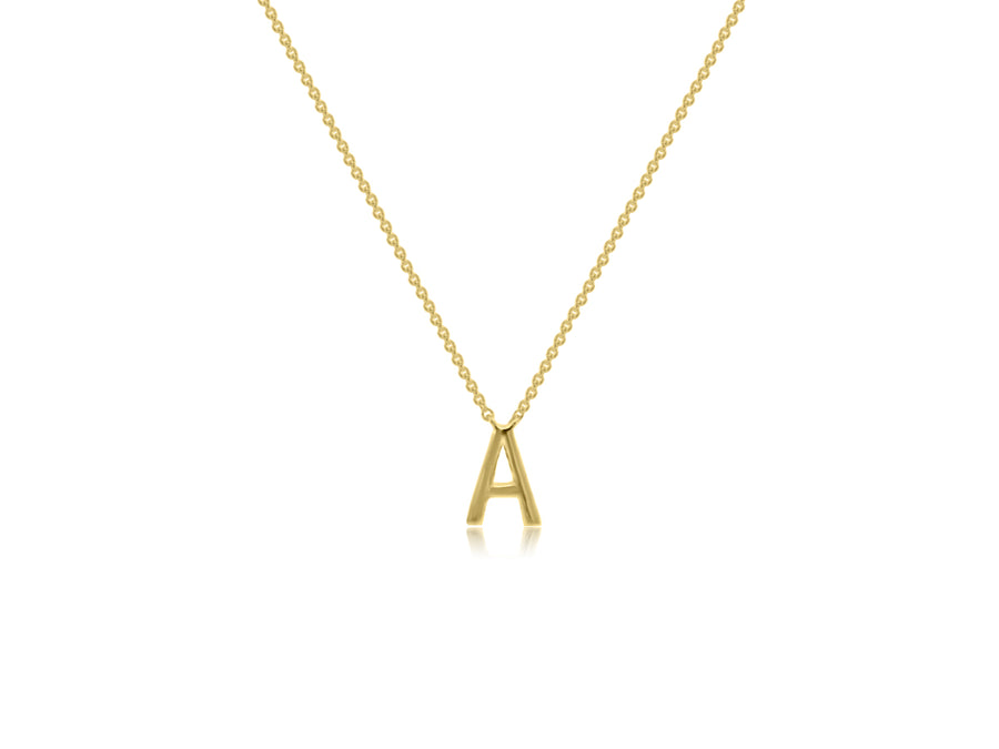 'A' Initial Yellow Gold Pendant
