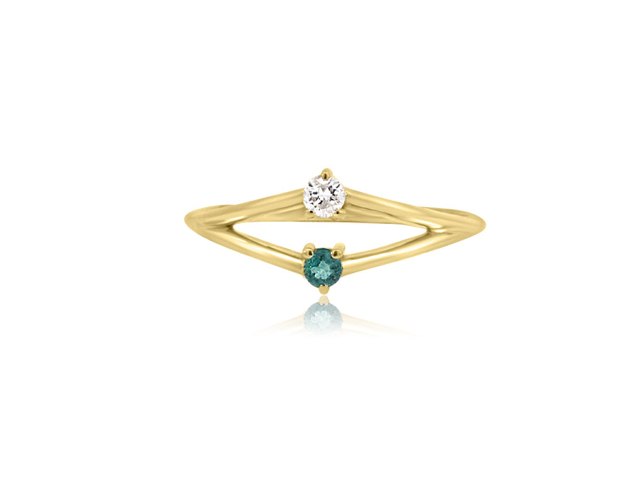 Emerald & Diamond Dainty Ring