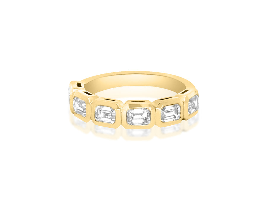 Emerald Diamond Bezel Yellow Gold Ring