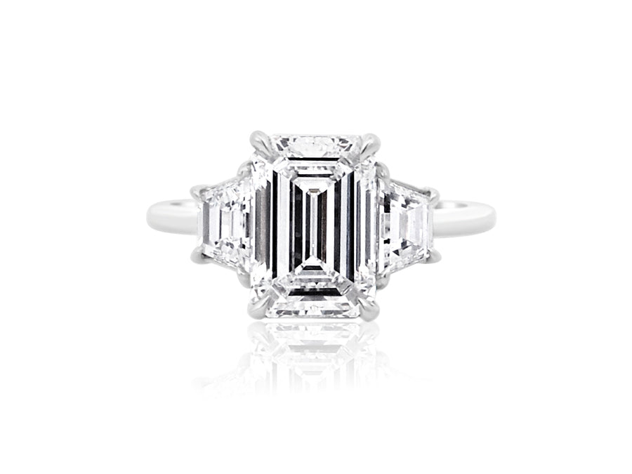 2.84ct DVVS2 Emerald Cut Lab Diamond Trinity Ring