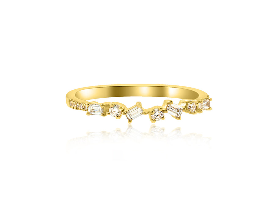 Mini Diamond Baguette Yellow Gold Ring