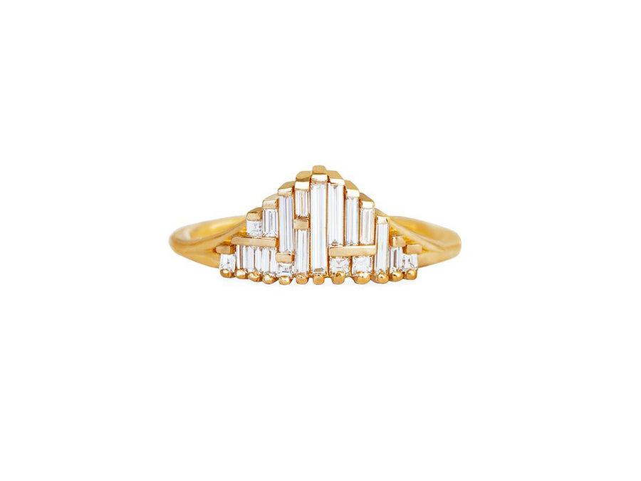 Tapered Deco Gradient Baguette Ring