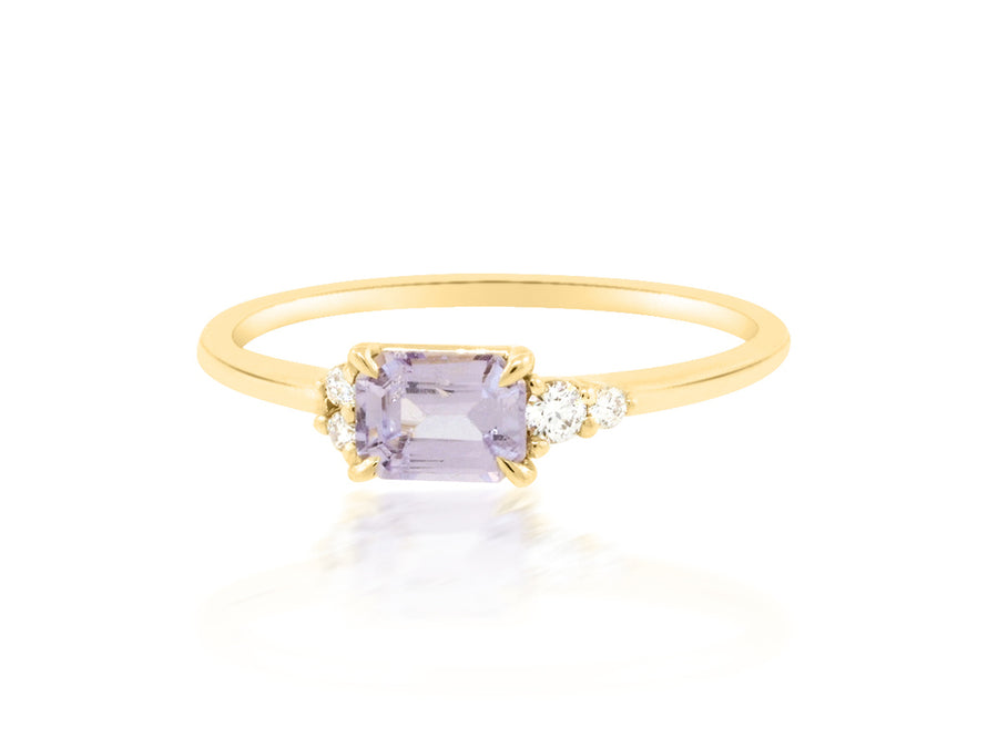'Hydrangea' Purple Emerald Sapphire & Diamond Yellow Gold Ring