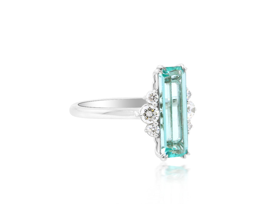 1.78ct Emerald Cut Paraiba Aquamarine Ring