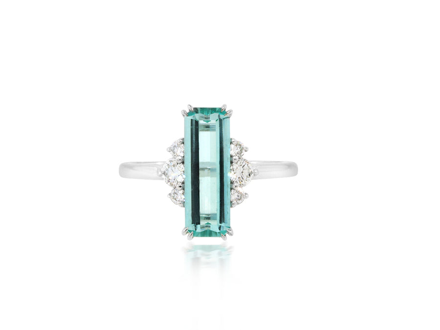 1.78ct Emerald Cut Paraiba Aquamarine Ring