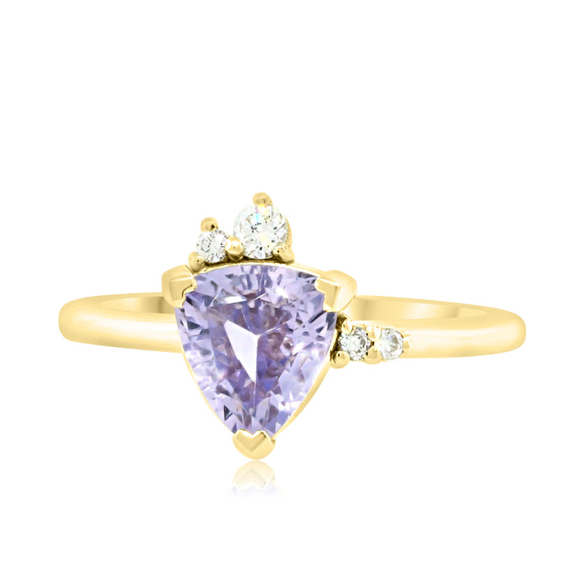 1.49ct Purple Sapphire & Diamond Wisteria Yellow Gold Ring