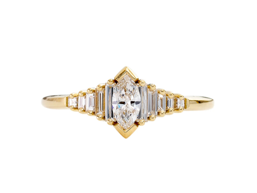 Dainty Deco Marquise Diamond Ring
