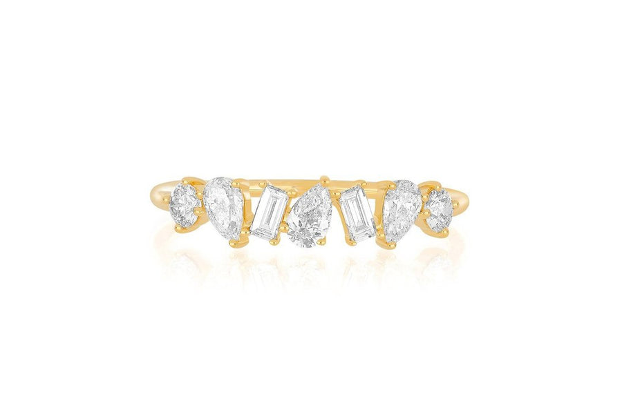 Large Multi Faceted Diamond Gold Ring