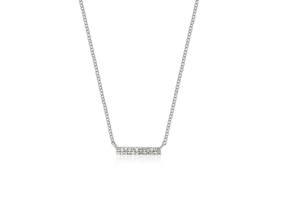 Petite Double Pave Diamond Bar Necklace
