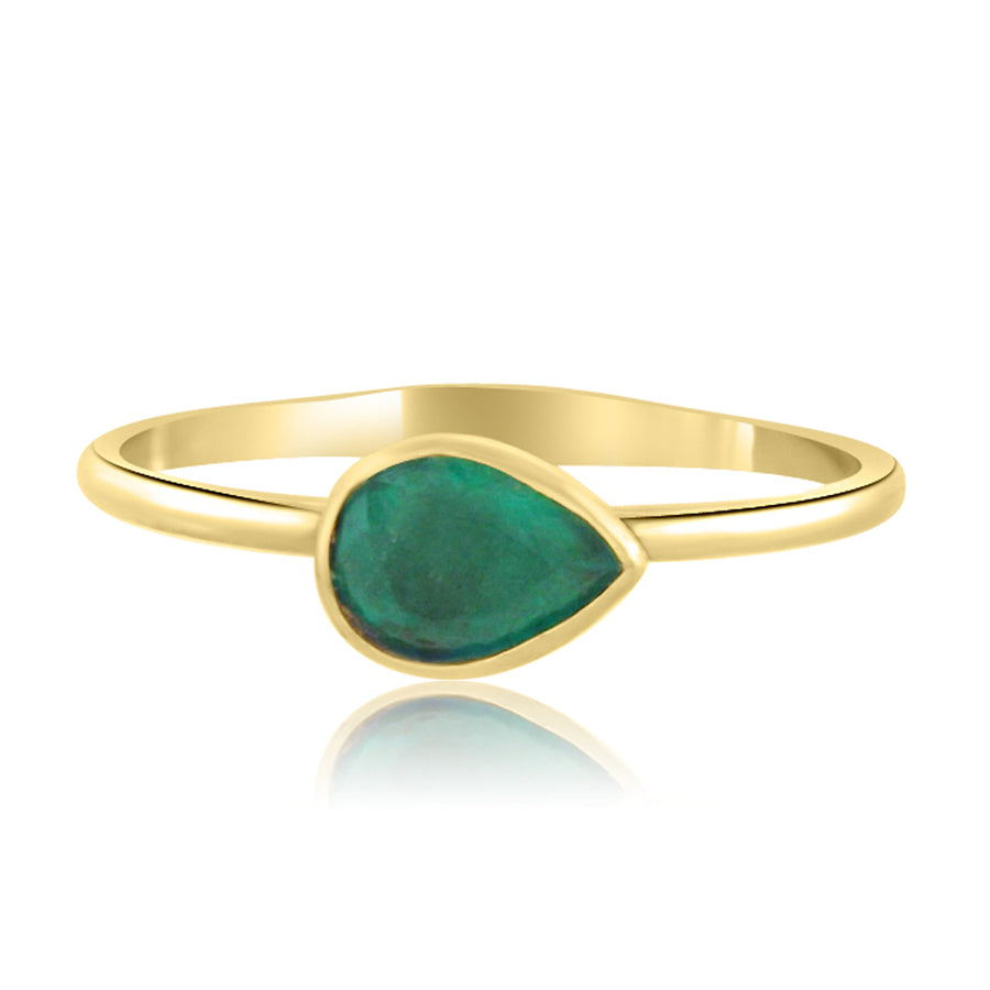 Delicate Pear Bezel Emerald Ring