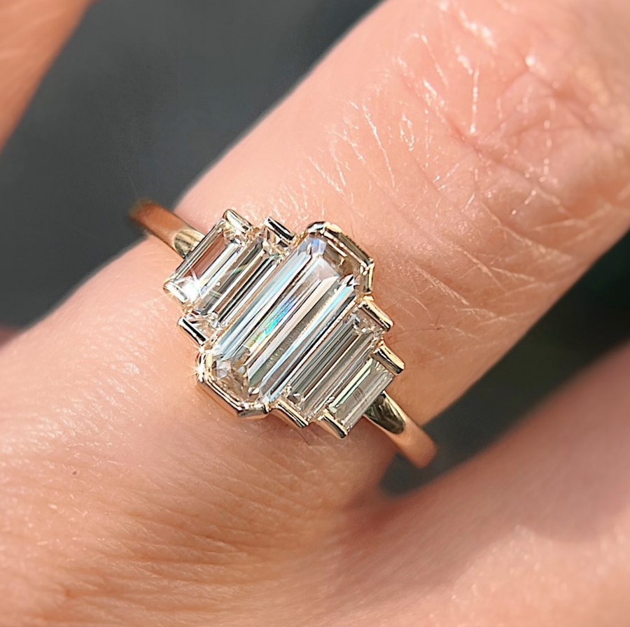 0.72ct Champagne Diamond Baguette Mirror Ring