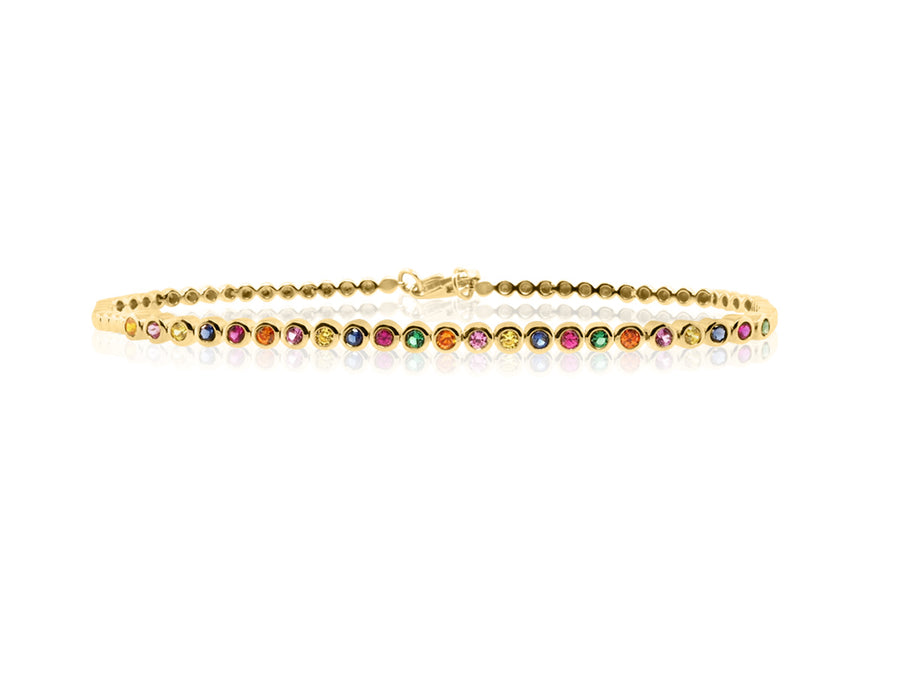 Multi-Stone Rainbow Bezel Set Bracelet