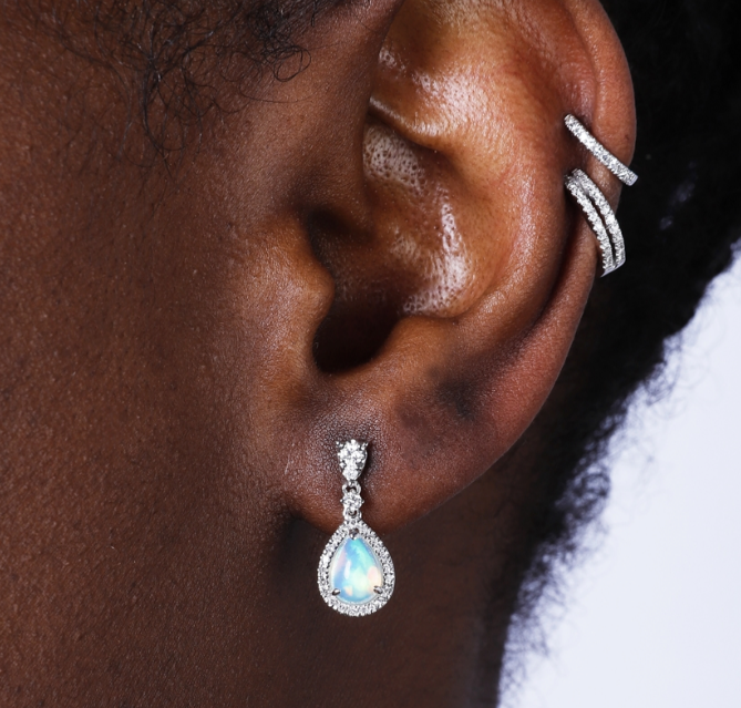 Opal and Diamond Drop Earrings