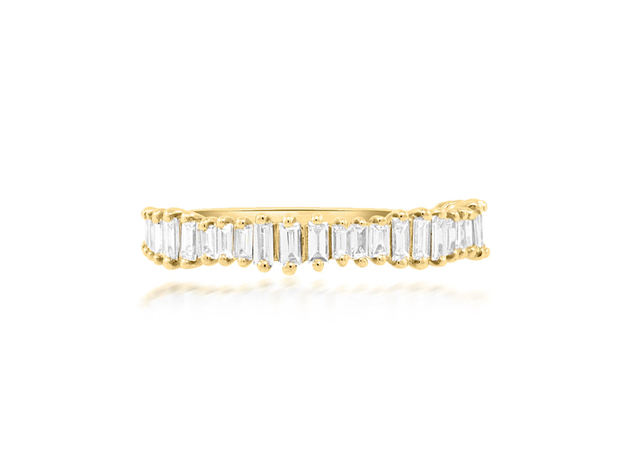 Jagged Baguette Diamond Yellow Gold Band