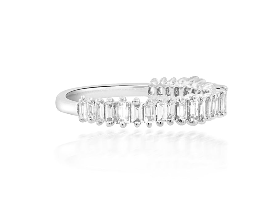 Jagged Baguette Diamond White Gold Band