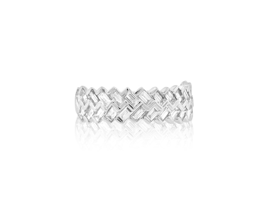 Double Row Baguette White Gold Ring