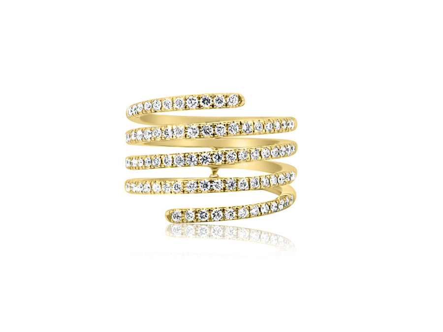 Diamond Spiral Yellow Gold Ring