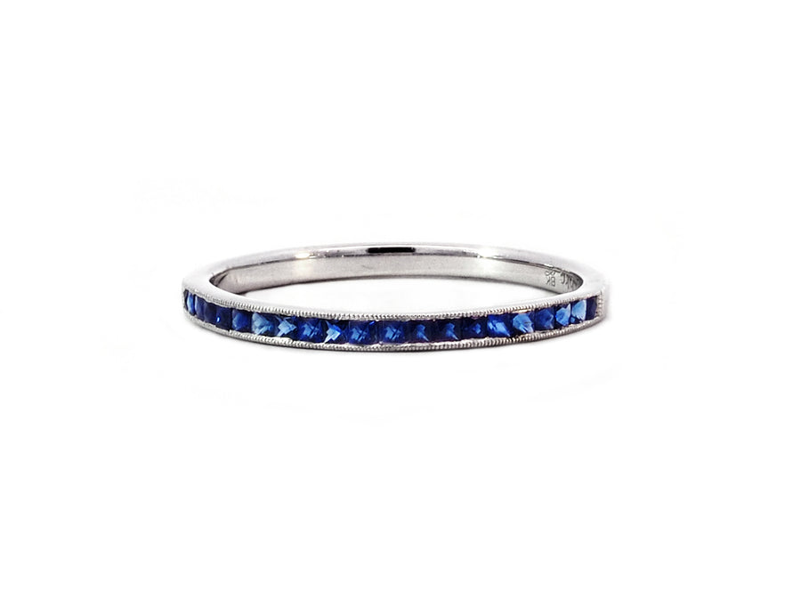 Thin Channel Set Sapphire White Gold Ring
