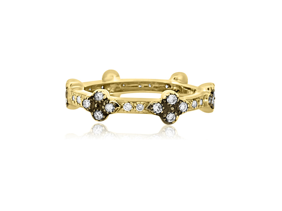 Diamond Cluster Yellow Gold Band