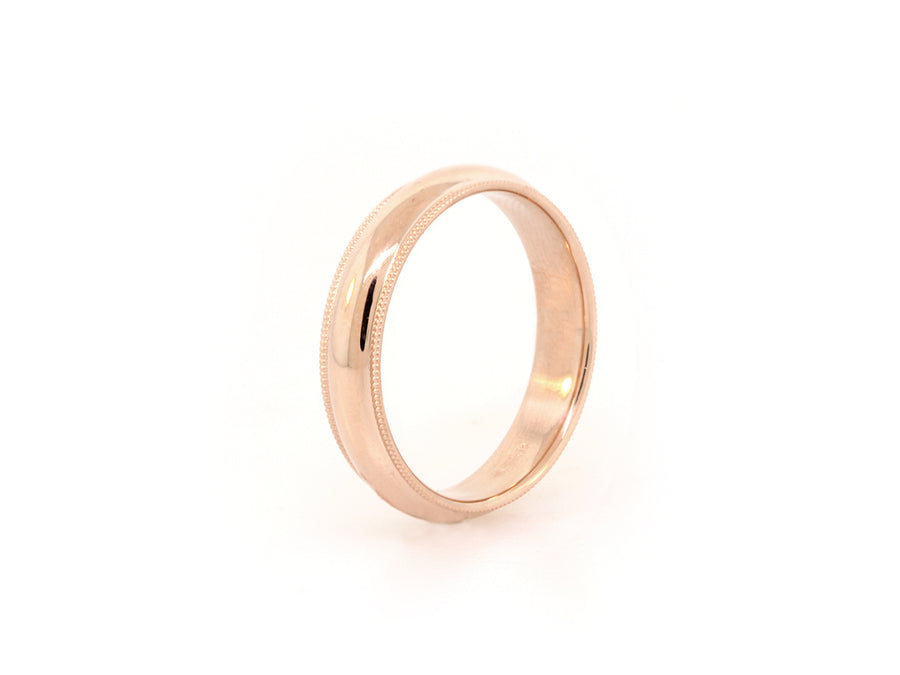 Gold Half Round Band with Miligrain Edge