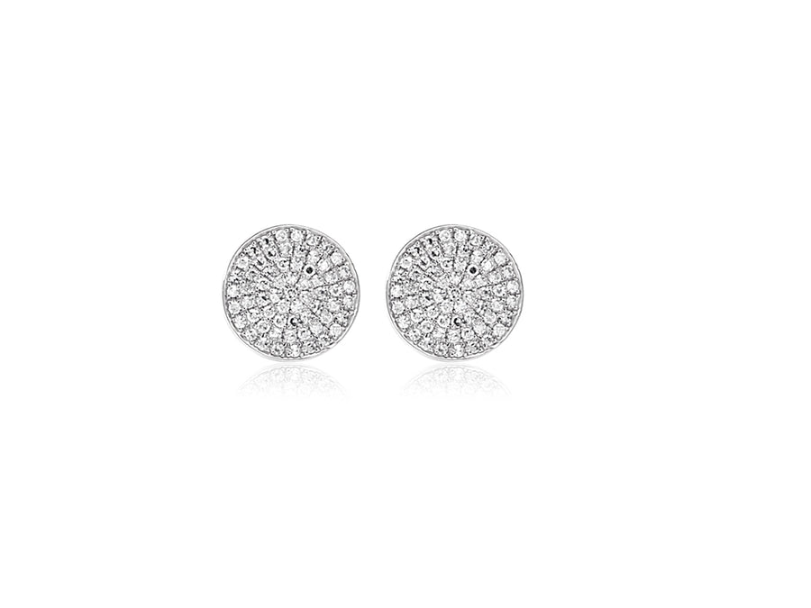 White Gold Pave Diamond Disc Earrings