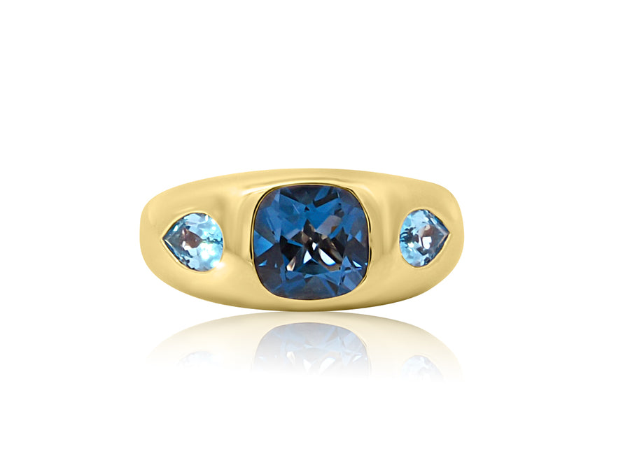 Blue Topaz Domed Gypsy Ring