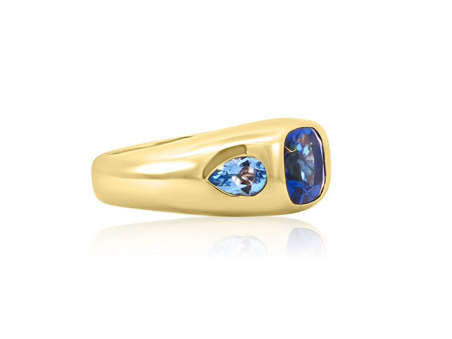 Blue Topaz Domed Gypsy Ring