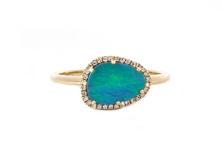 Asymmetrical Black Opal Ring