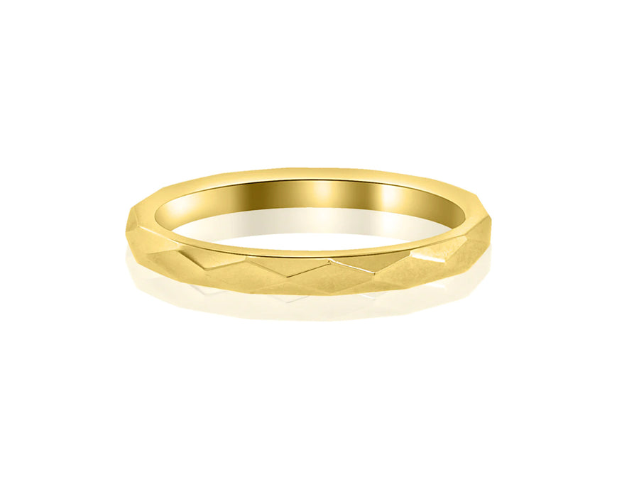 Wide Yellow Gold Faceted Spectra Band