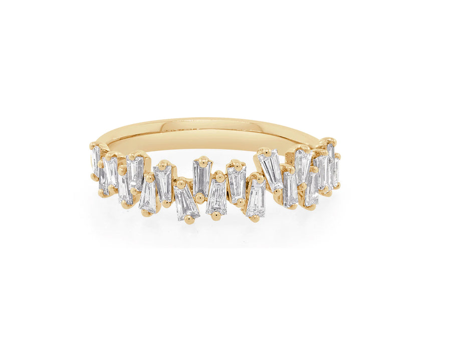Freeform Baguette Diamond Yellow Gold Ring