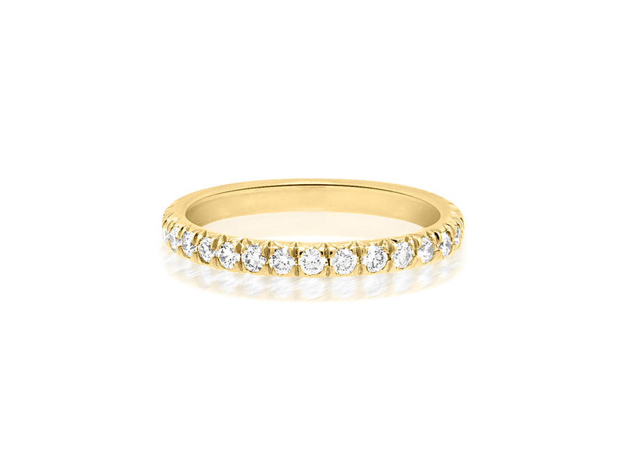 Large Linea French Pave Diamond Yellow Gold Eternity Ring