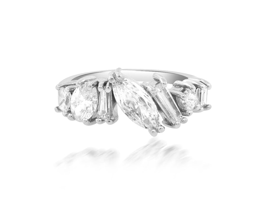 Fancy Mixed Cut Diamond White Gold Ring