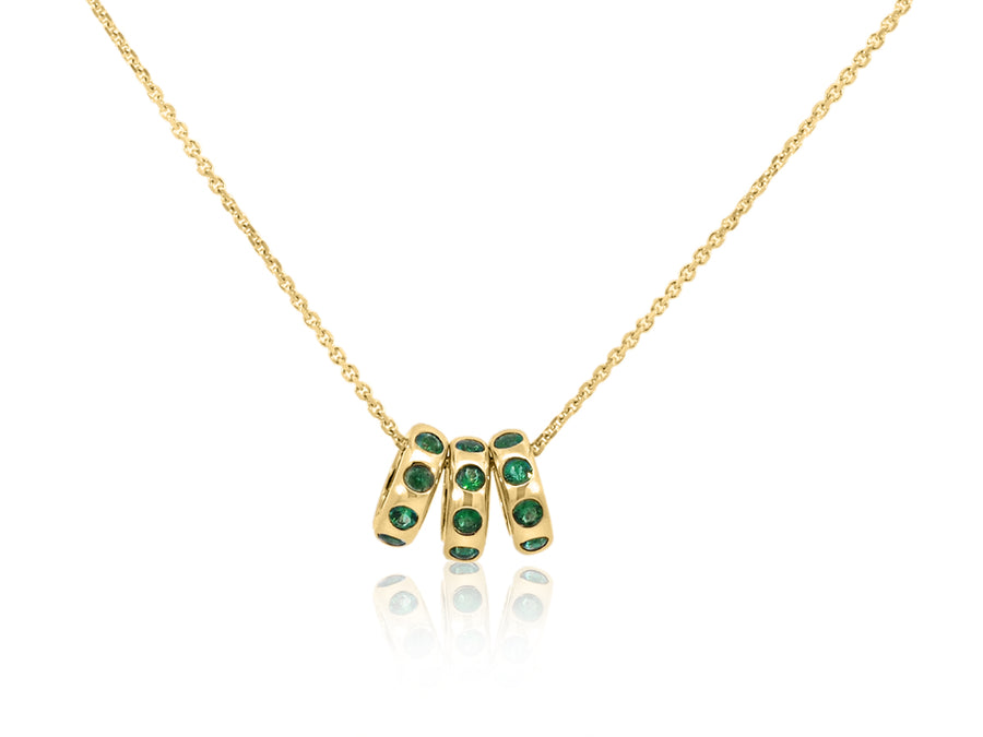 Emerald Rondelle Yellow Gold Necklace