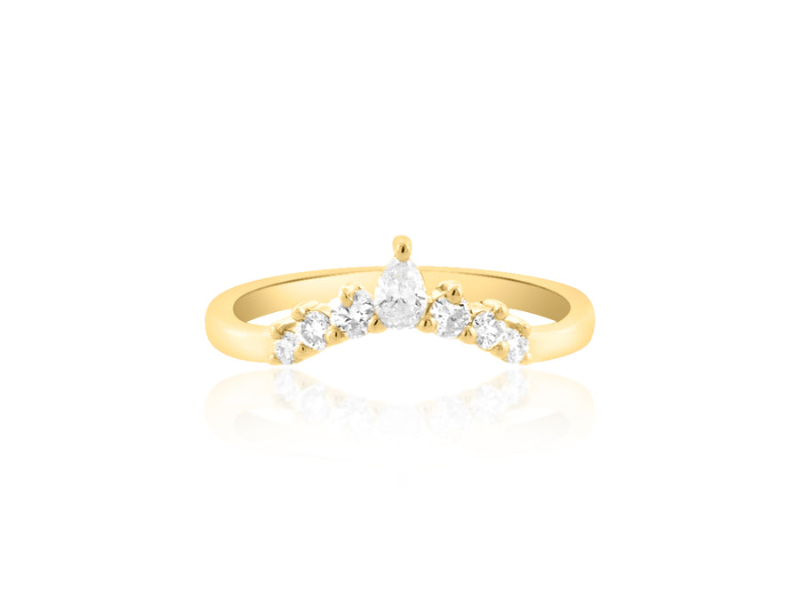 Curved Diamond Delilah Yellow Gold Ring