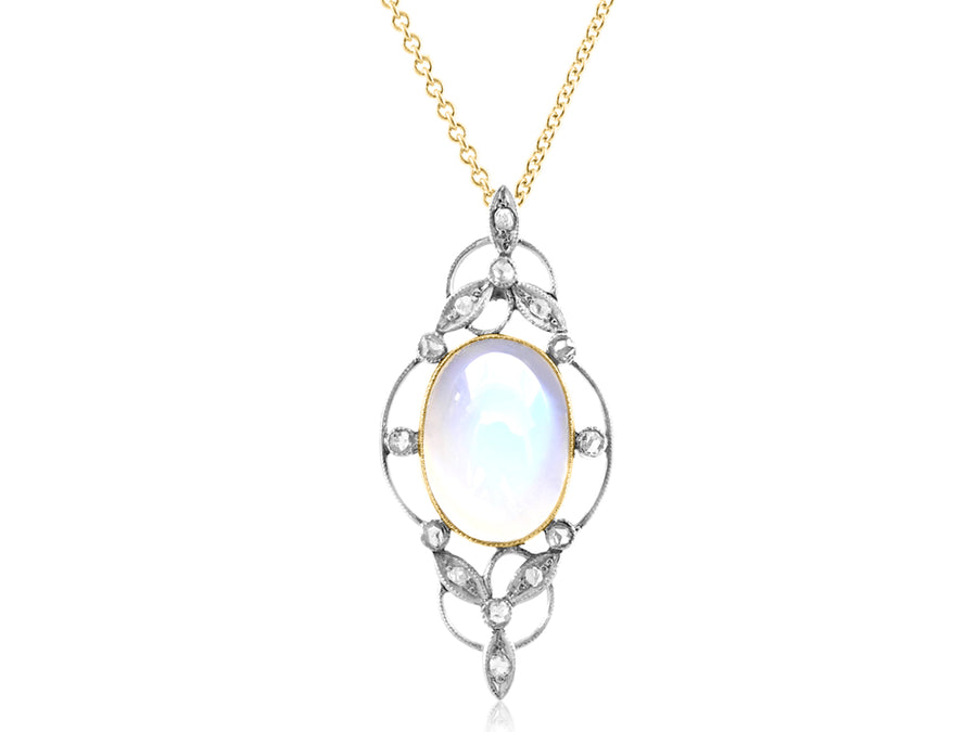 Antique Moonstone and Diamond Necklace