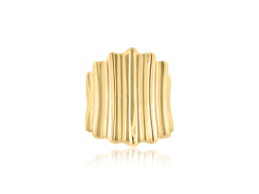 Vintage Gold Curved Ribbed Ring