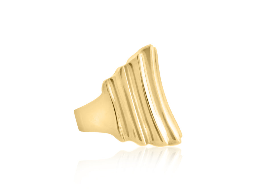 Vintage Gold Curved Fluted Ring