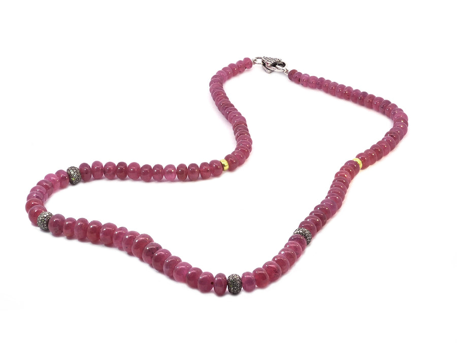 Pink Sapphire Beaded Necklace