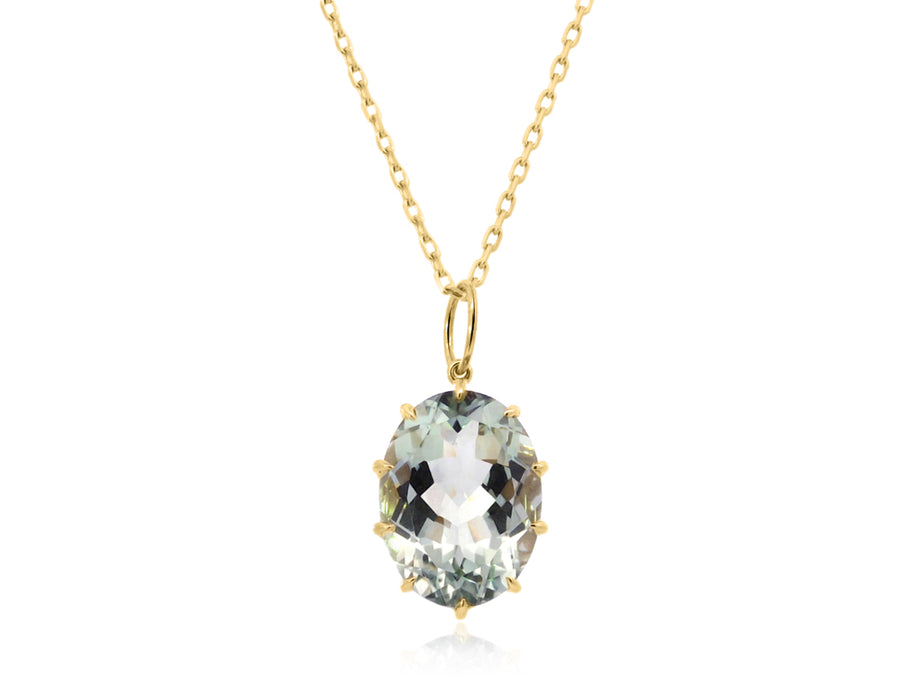 Green Amethyst Yellow Gold Necklace