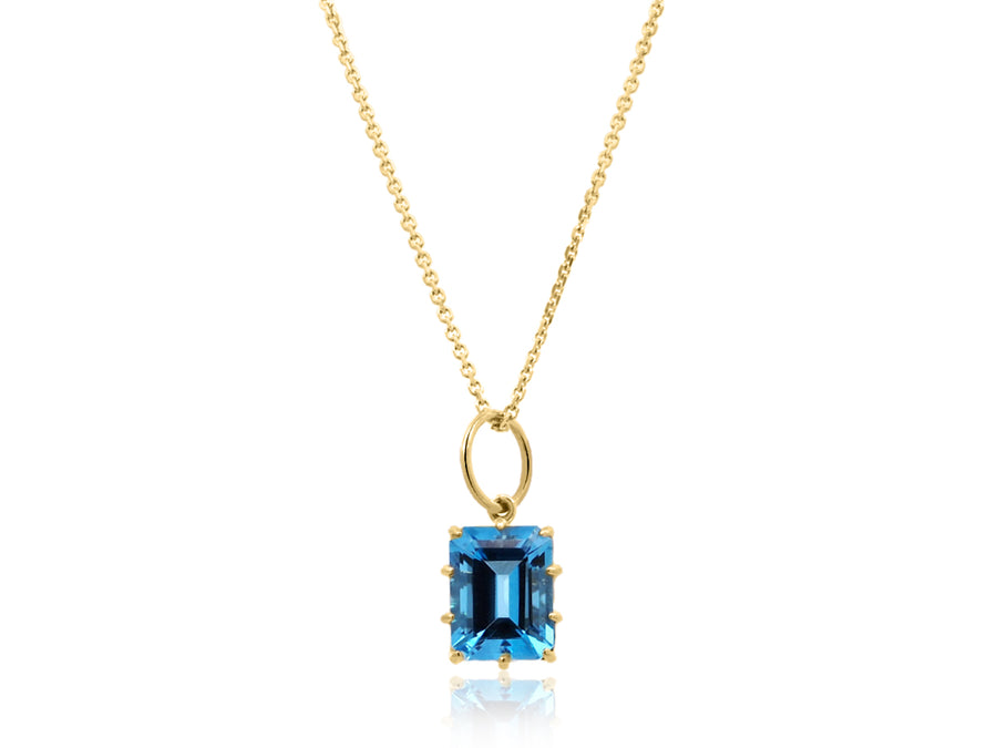 Blue Topaz Emerald Cut Necklace