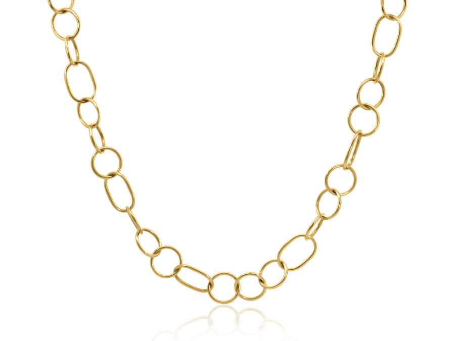 Gold Open Oval Link Necklace