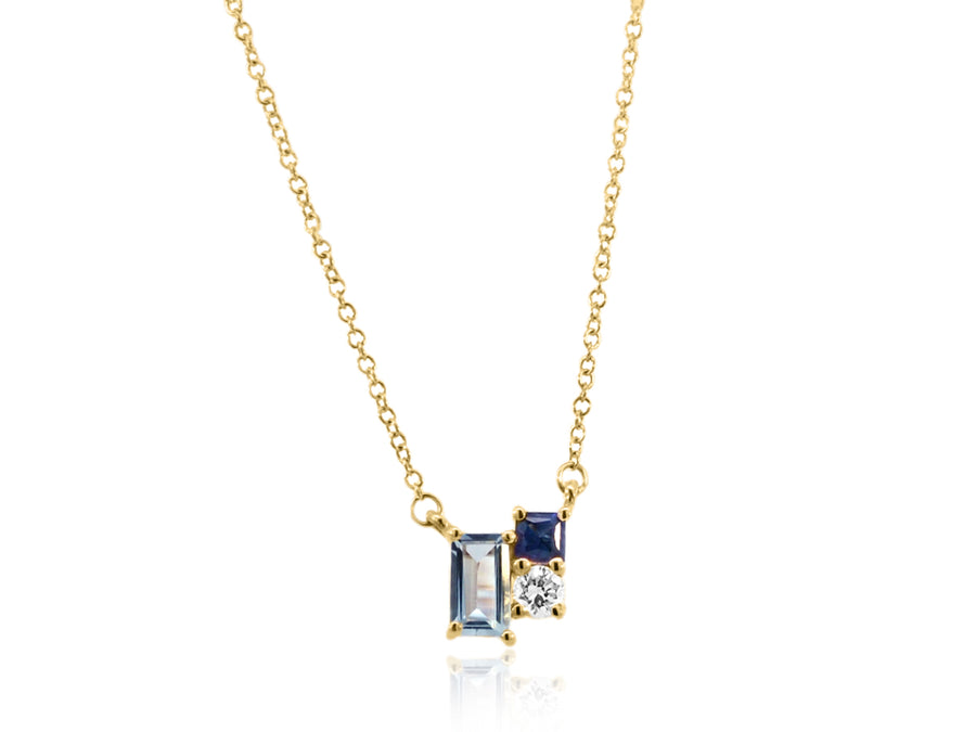 Blue Gemstone Cluster Necklace