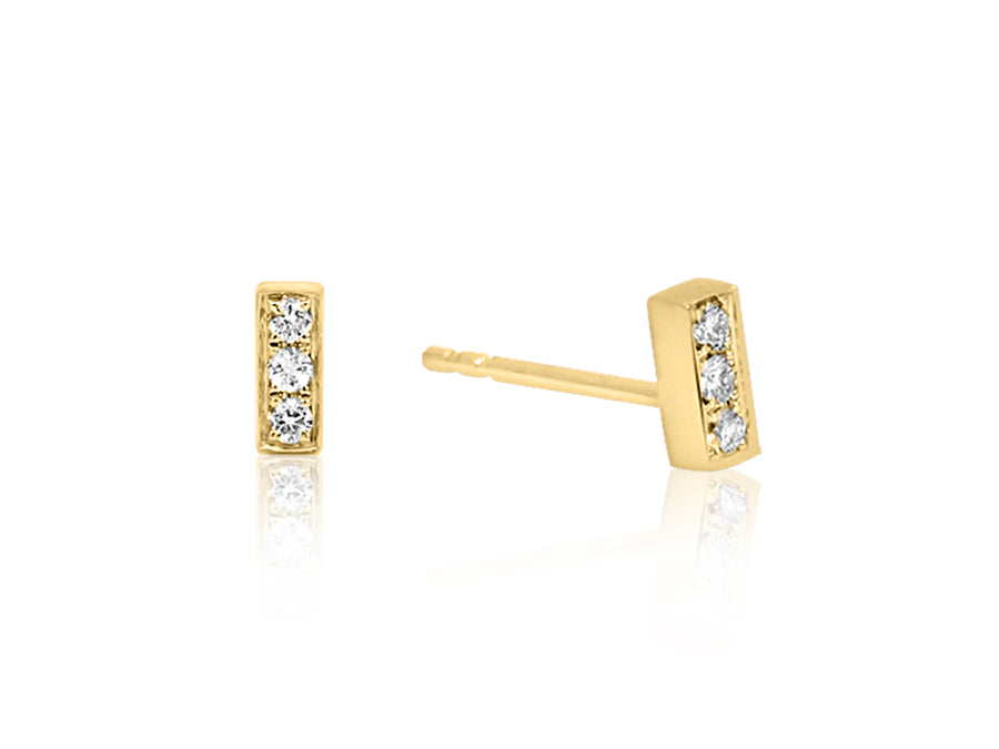 Gold Pave Bar Stud Earrings